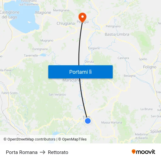 Porta Romana to Rettorato map