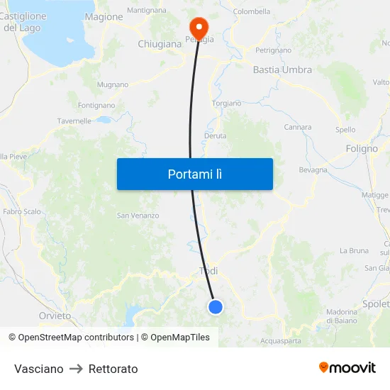 Vasciano to Rettorato map