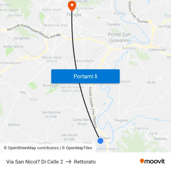 Via San Nicol? Di Celle 2 to Rettorato map