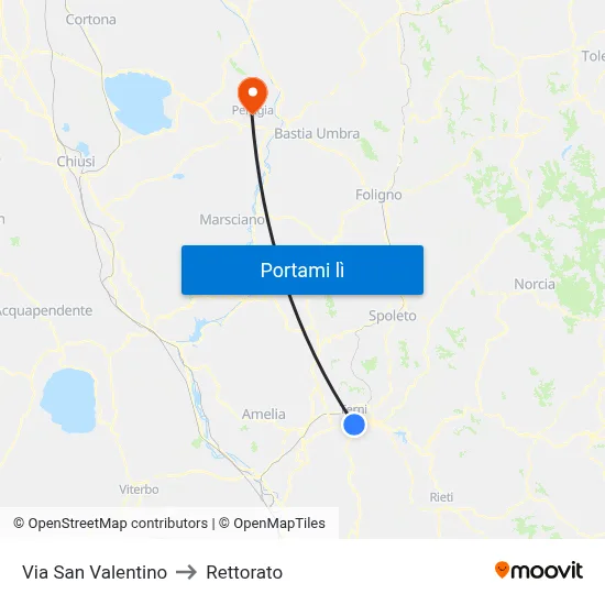 Via San Valentino to Rettorato map