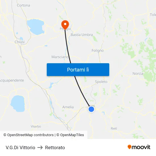 V.G.Di Vittorio to Rettorato map