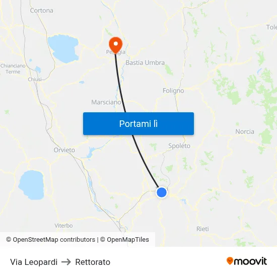 Via Leopardi to Rettorato map