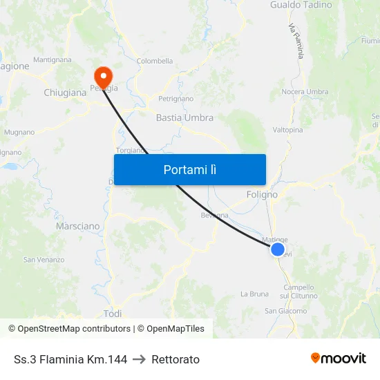 Ss.3 Flaminia Km.144 to Rettorato map