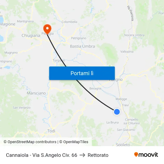 Cannaiola - Via S.Angelo Civ. 66 to Rettorato map