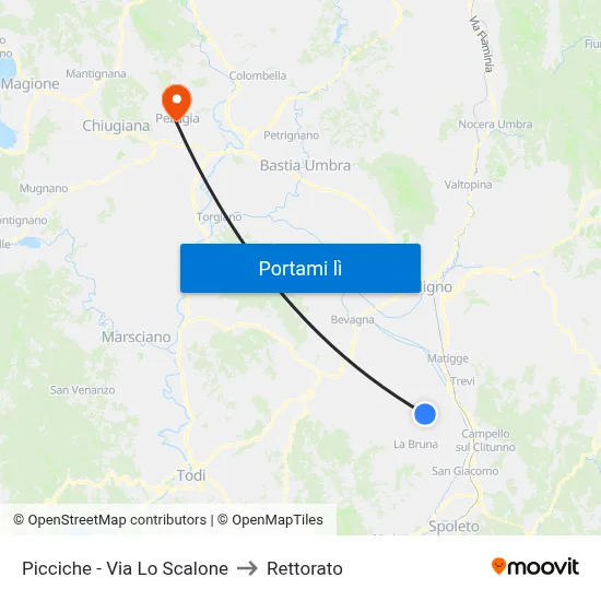 Picciche - Via Lo Scalone to Rettorato map