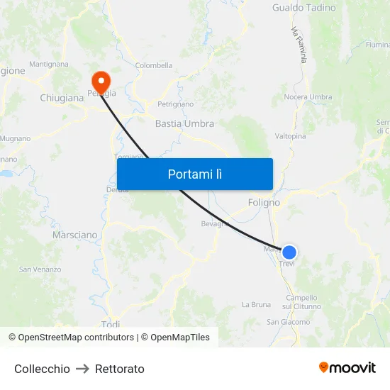 Collecchio to Rettorato map