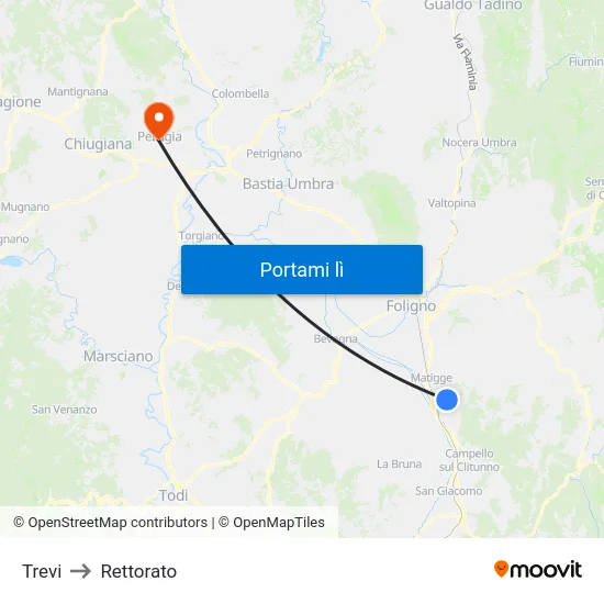 Trevi to Rettorato map