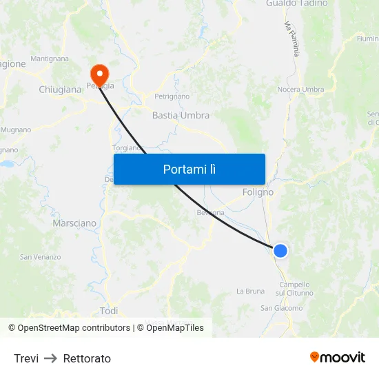 Trevi to Rettorato map