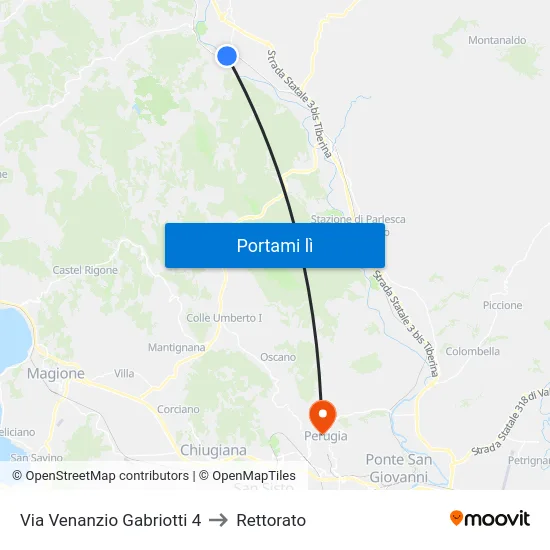 Via Venanzio Gabriotti 4 to Rettorato map