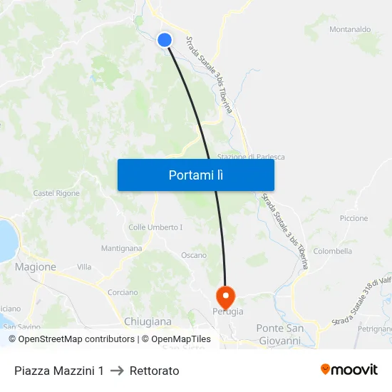 Piazza Mazzini 1 to Rettorato map