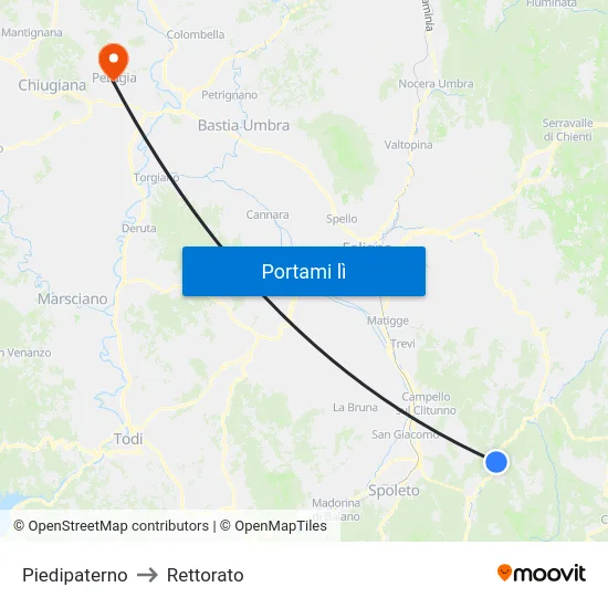 Piedipaterno to Rettorato map