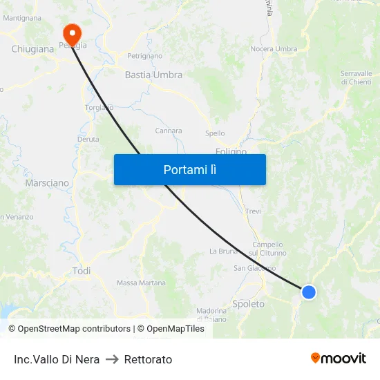 Inc.Vallo Di Nera to Rettorato map