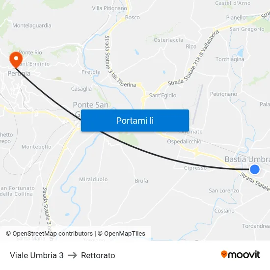 Viale Umbria 3 to Rettorato map