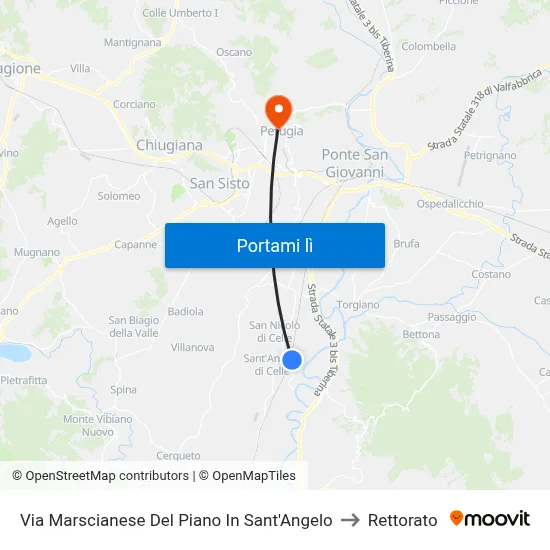 Via Marscianese Del Piano In Sant'Angelo to Rettorato map