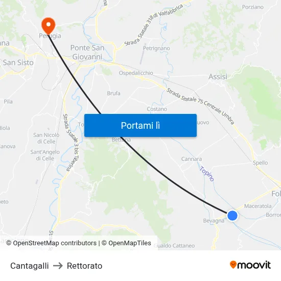 Cantagalli to Rettorato map
