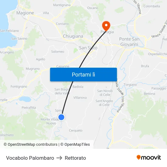 Vocabolo Palombaro to Rettorato map