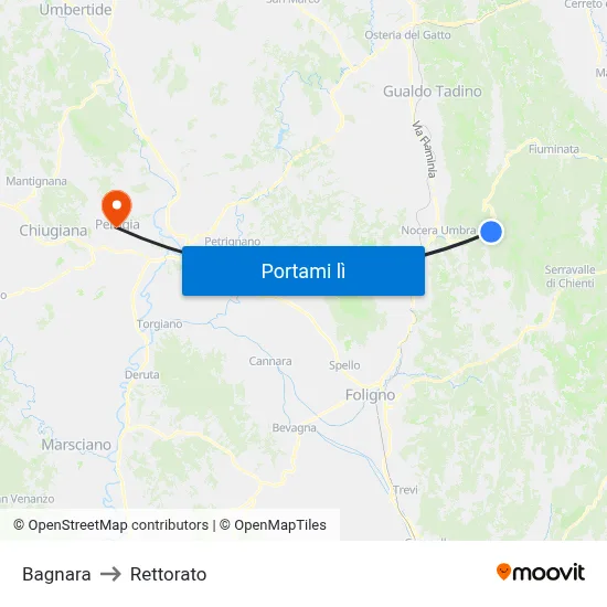 Bagnara to Rettorato map