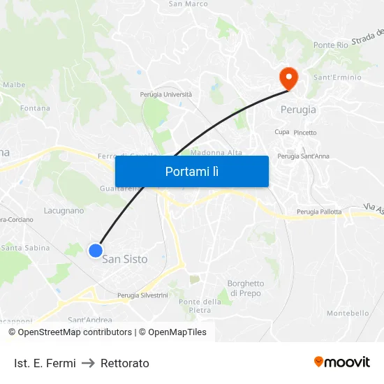 Ist. E. Fermi to Rettorato map
