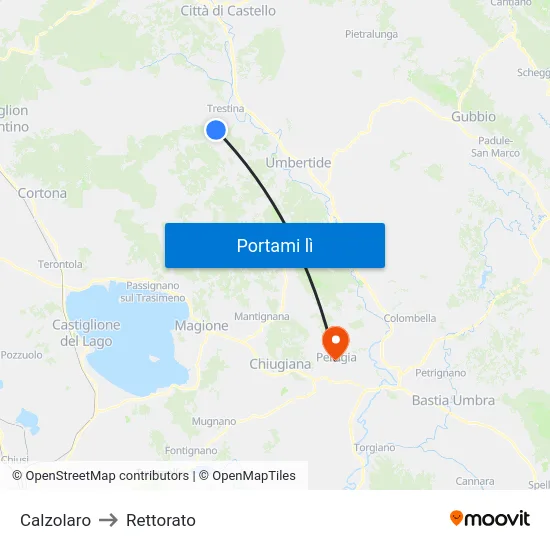 Calzolaro to Rettorato map