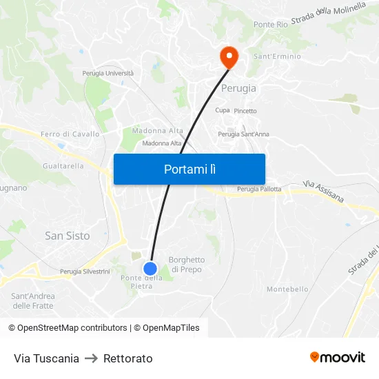 Via Tuscania to Rettorato map