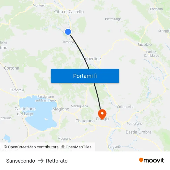 Sansecondo to Rettorato map