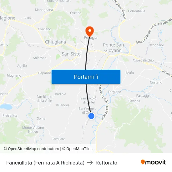 Fanciullata (Fermata A Richiesta) to Rettorato map