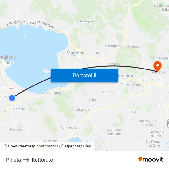 Pineta to Rettorato map