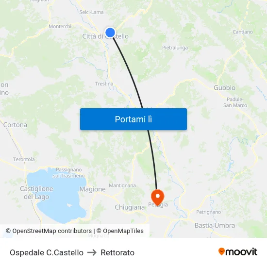 Ospedale C.Castello to Rettorato map