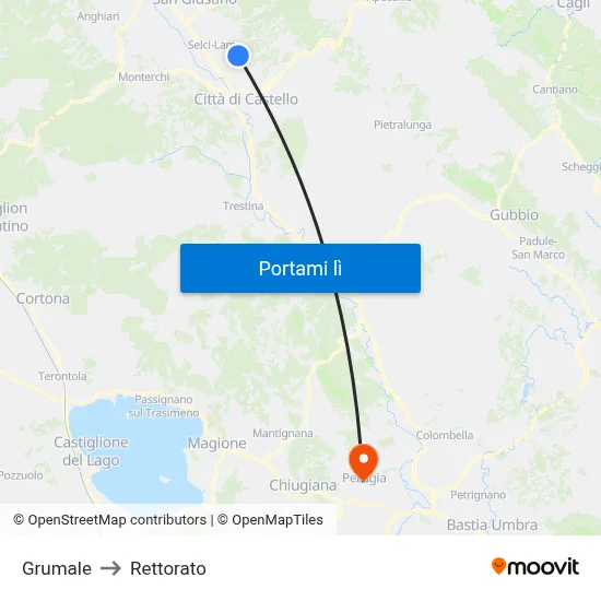 Grumale to Rettorato map