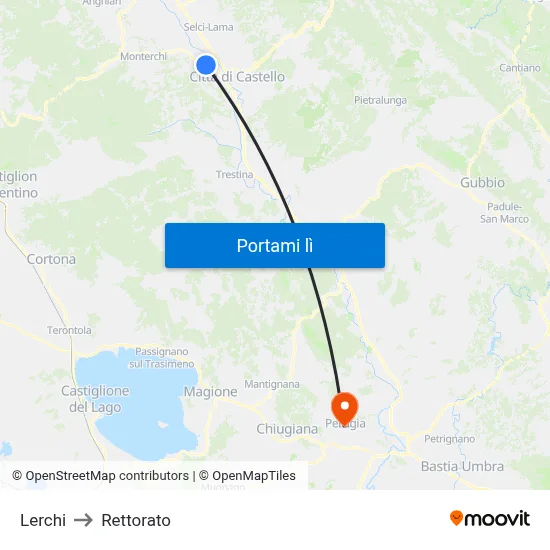 Lerchi to Rettorato map