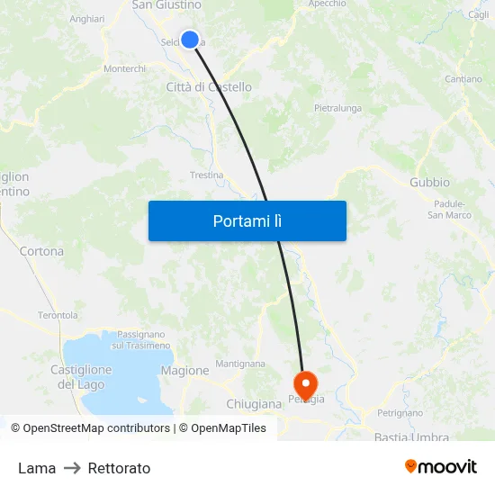 Lama to Rettorato map