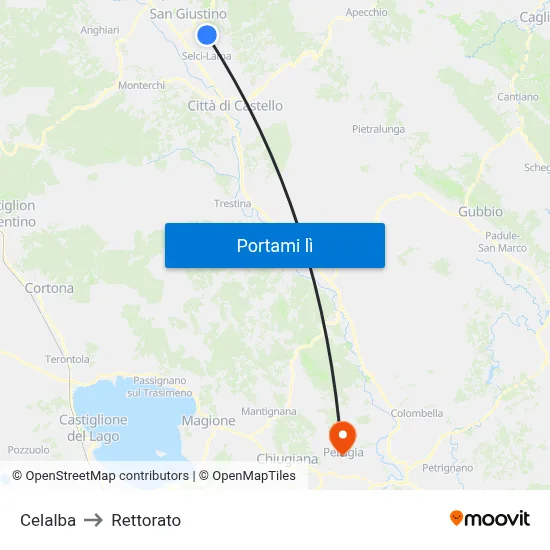 Celalba to Rettorato map