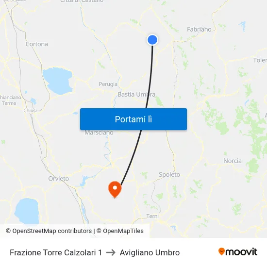 Frazione Torre Calzolari 1 to Avigliano Umbro map