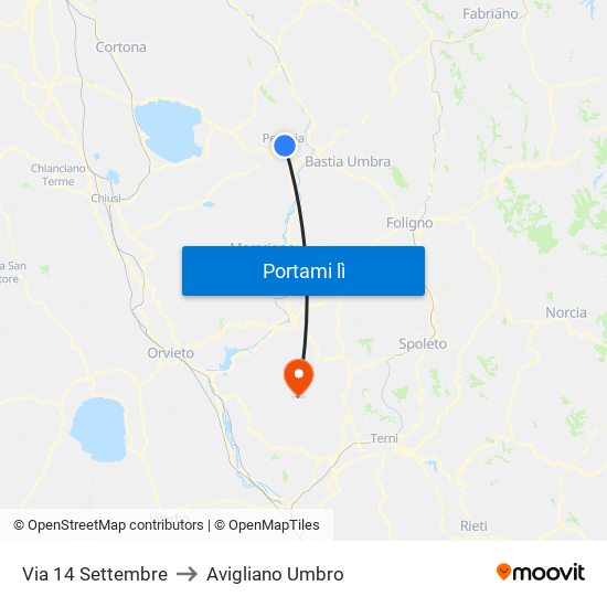 Via 14 Settembre to Avigliano Umbro map