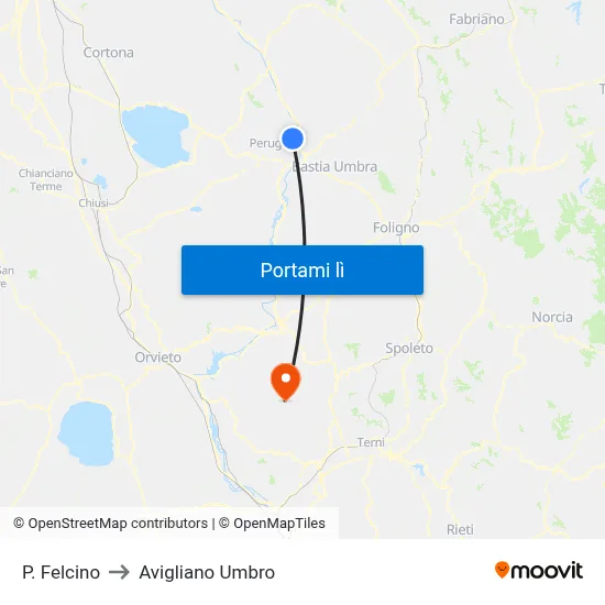 P. Felcino to Avigliano Umbro map
