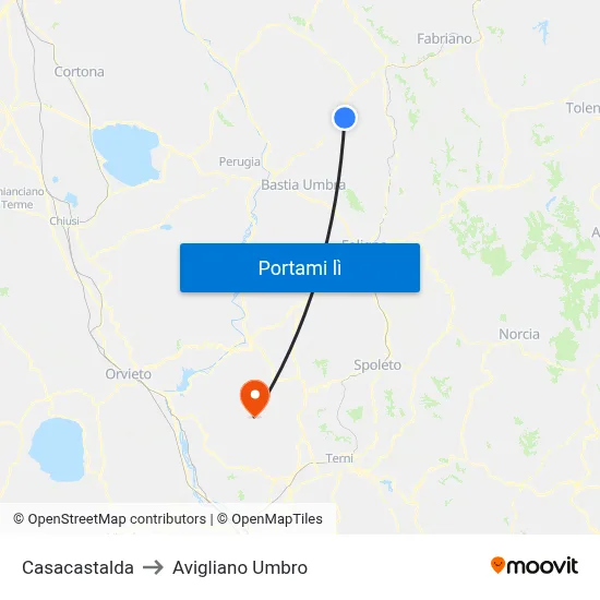 Casacastalda to Avigliano Umbro map