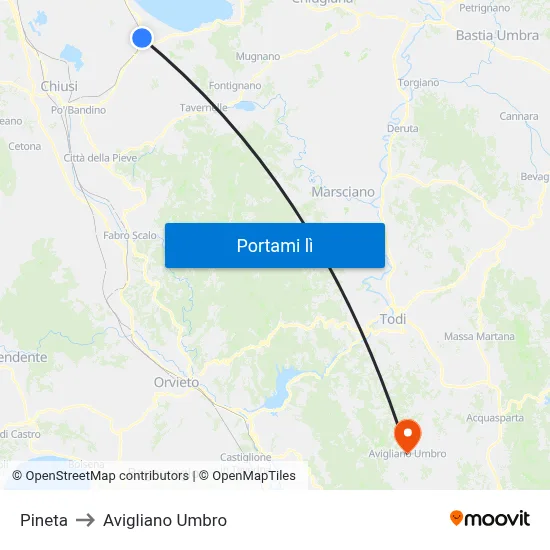 Pineta to Avigliano Umbro map