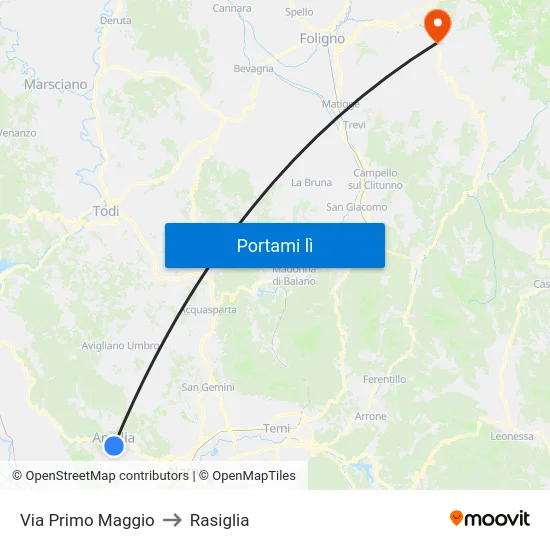 Via Primo Maggio to Rasiglia map