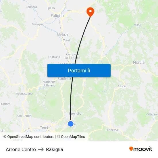 Arrone Centro to Rasiglia map