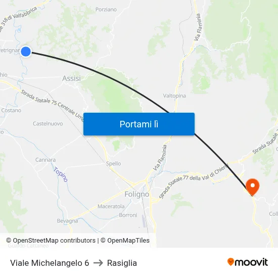 Viale Michelangelo 6 to Rasiglia map