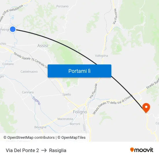 Via Del Ponte 2 to Rasiglia map