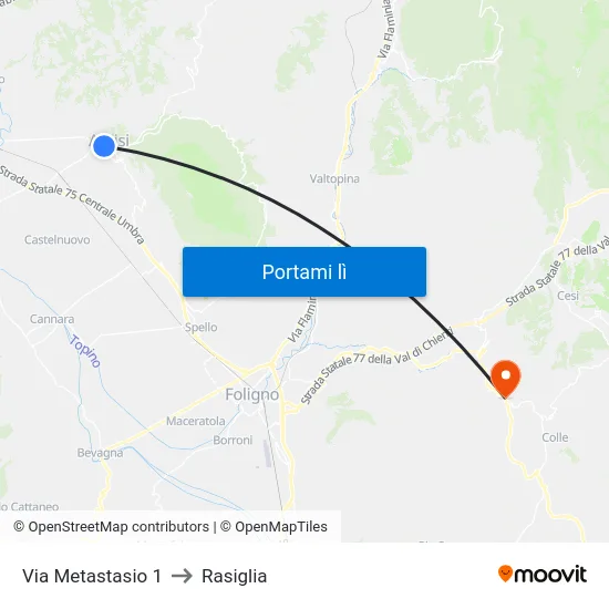 Via Metastasio 1 to Rasiglia map