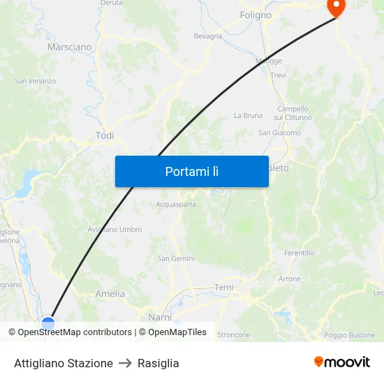 Attigliano Stazione to Rasiglia map