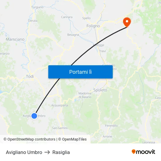 Avigliano Umbro to Rasiglia map