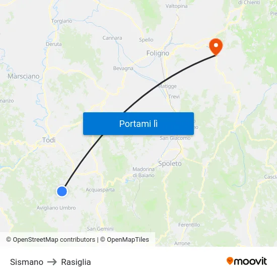 Sismano to Rasiglia map