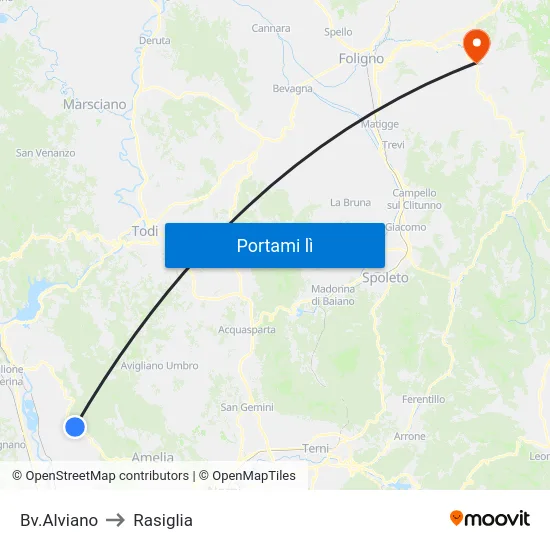 Bv.Alviano to Rasiglia map