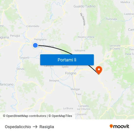 Ospedalicchio to Rasiglia map