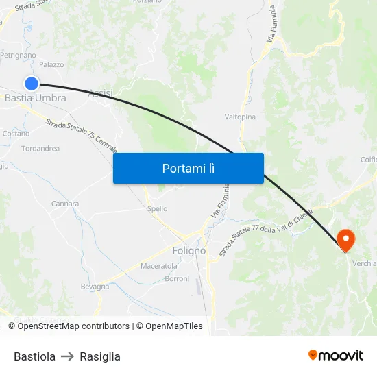 Bastiola to Rasiglia map