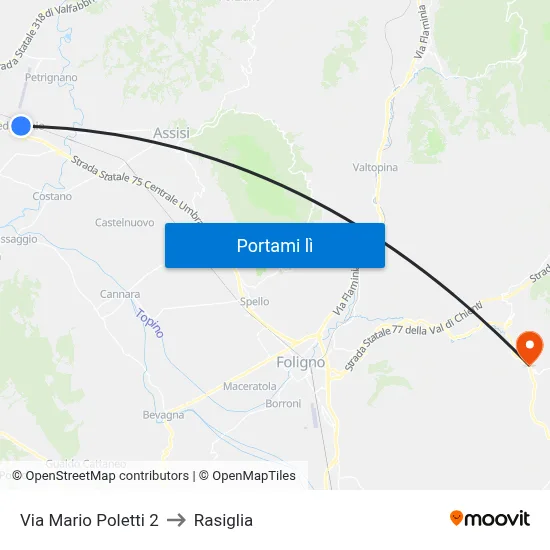 Via Mario Poletti 2 to Rasiglia map