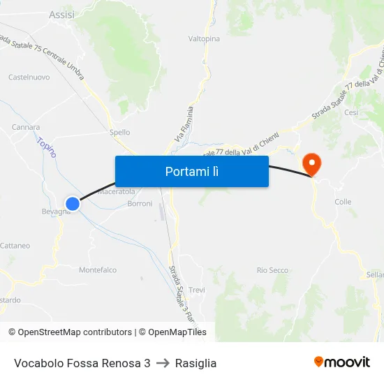 Vocabolo Fossa Renosa 3 to Rasiglia map